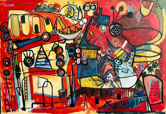 Solar de Apompuá, una densa pintura roja de Elsa Basil